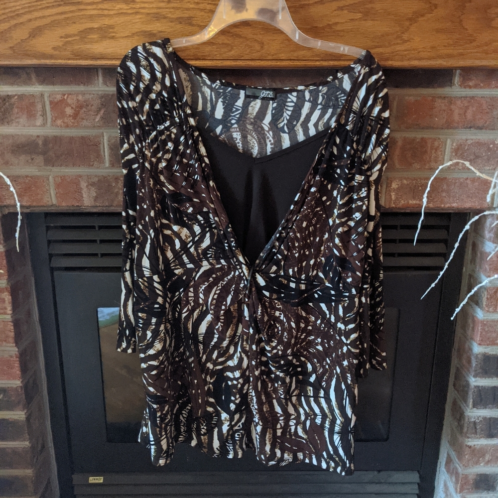 JTB women 3/4 sleeve brown blouse plus size 2X